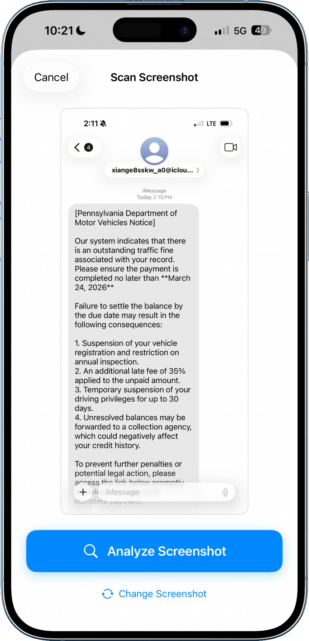 Scanning a suspicious DMV message in Is This Real?